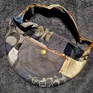 Patchwork Coach Purse - Blue & Silver